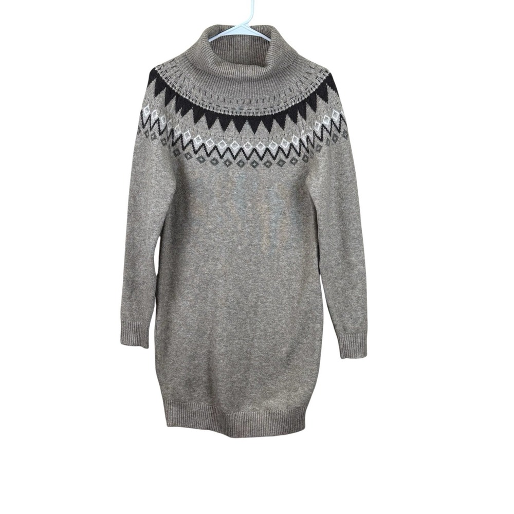 The Normal Brand Arvada Fair Isle Sweater Knit Dress Oatmeal Wool Blend Sz‎ S